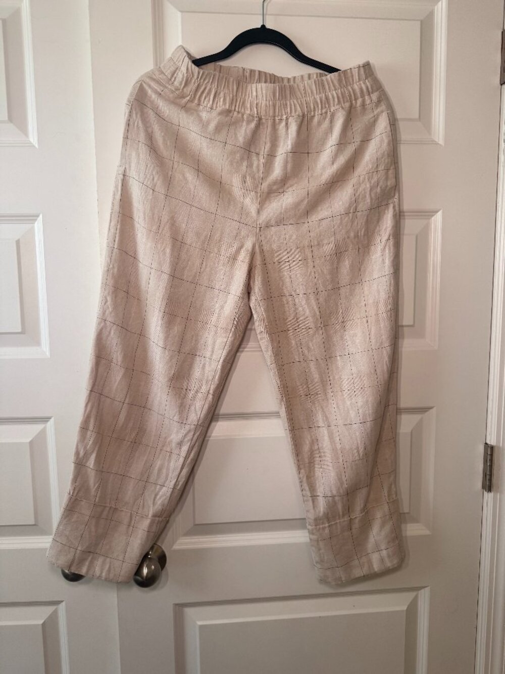 Zara Linen Wide Leg Cropped Pants Tan Beige | Women’s Medium